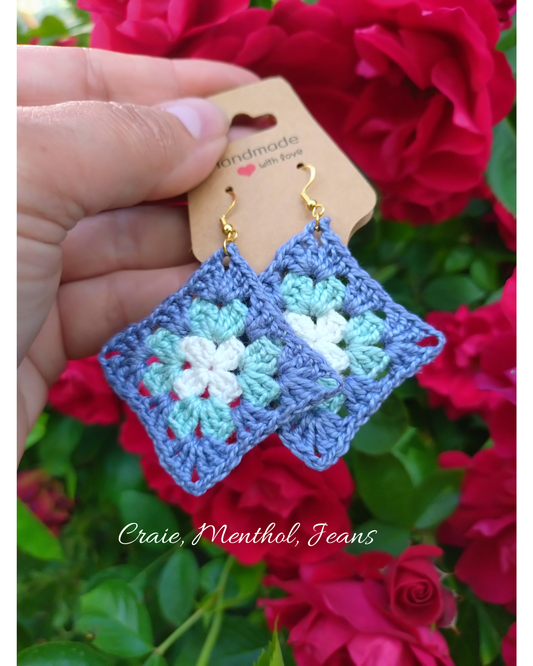 Boucles d'oreilles granny en crochet
