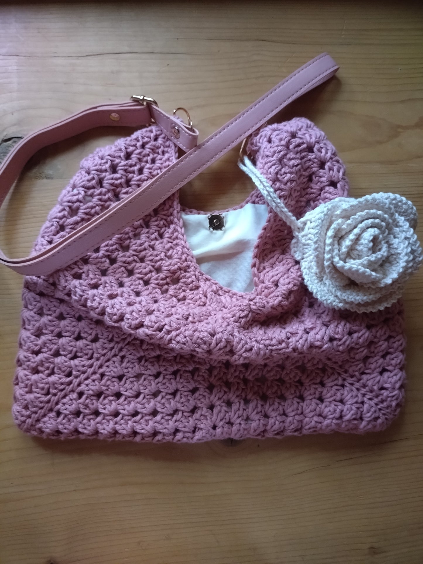 Sac au crochet "Granny et sa rose"