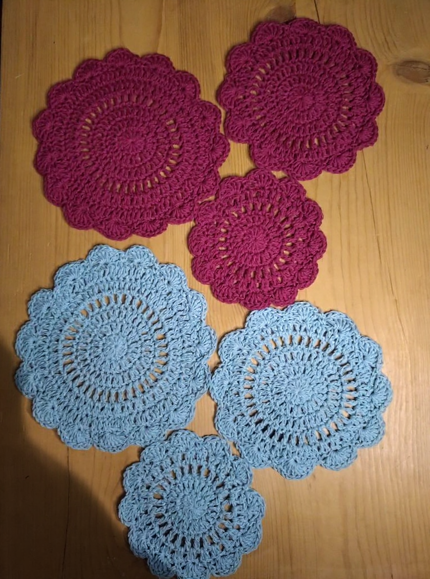 Lot de 3 protections pour poêles/casseroles au crochet en coton recyclé