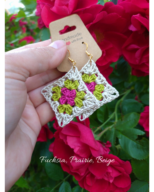 Boucles d'oreilles granny en crochet