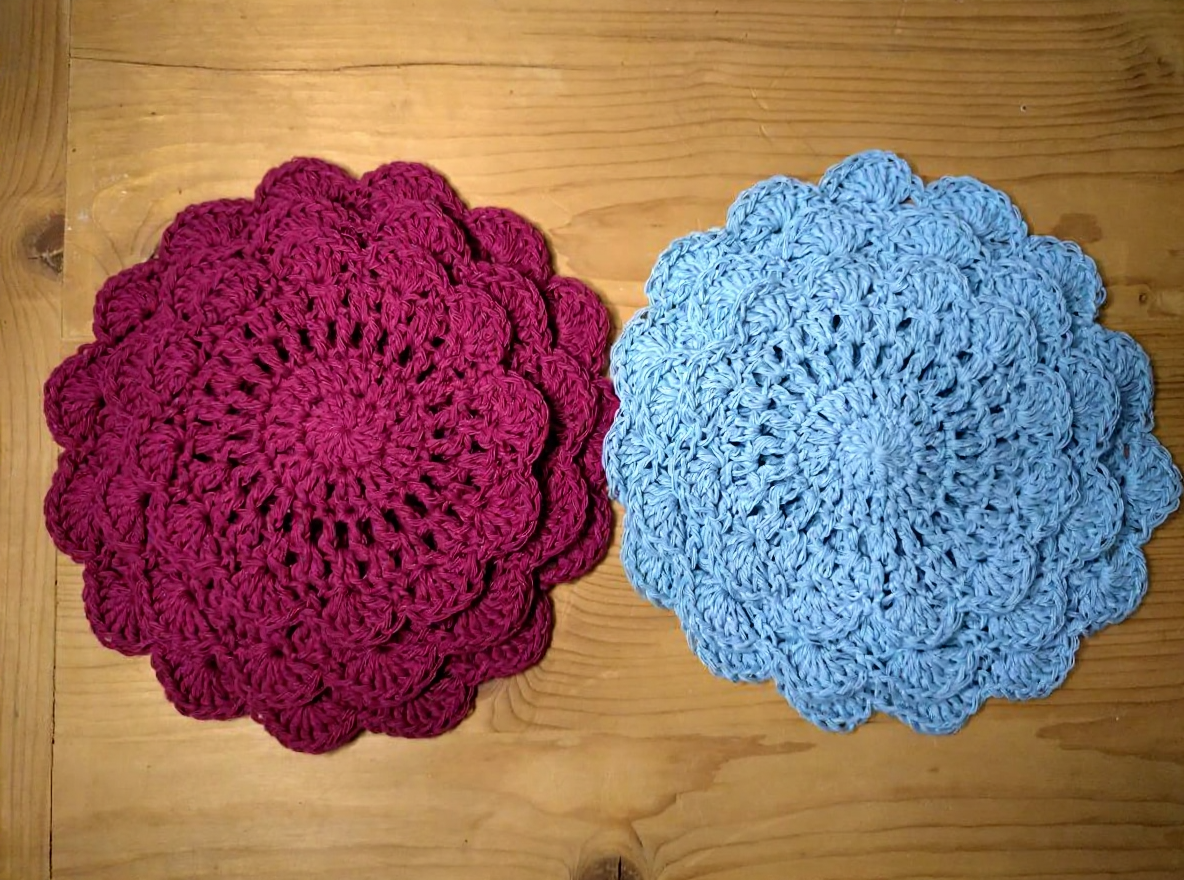 Lot de 3 protections pour poêles/casseroles au crochet en coton recyclé