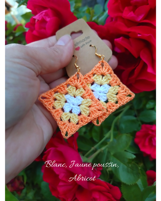Boucles d'oreilles granny en crochet