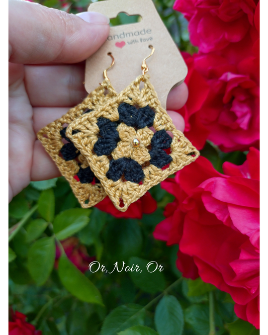 Boucles d'oreilles granny en crochet