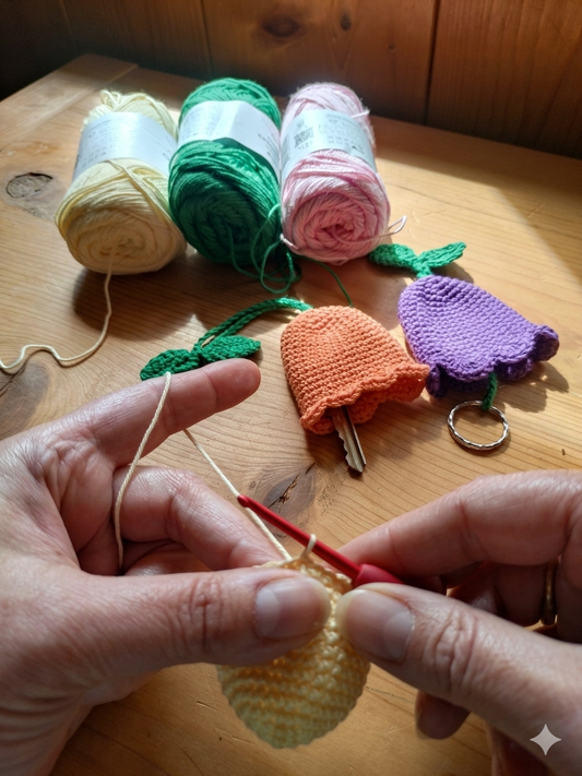 Porte-clés tulipes crochet